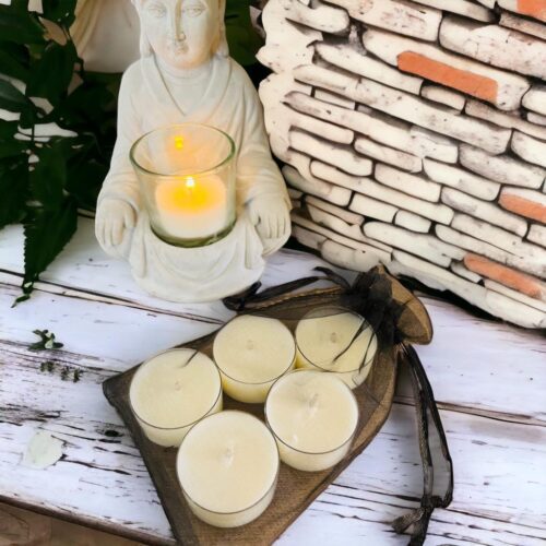 Saculet lumanari tealight ceara soia, fara parfum (5 buc)